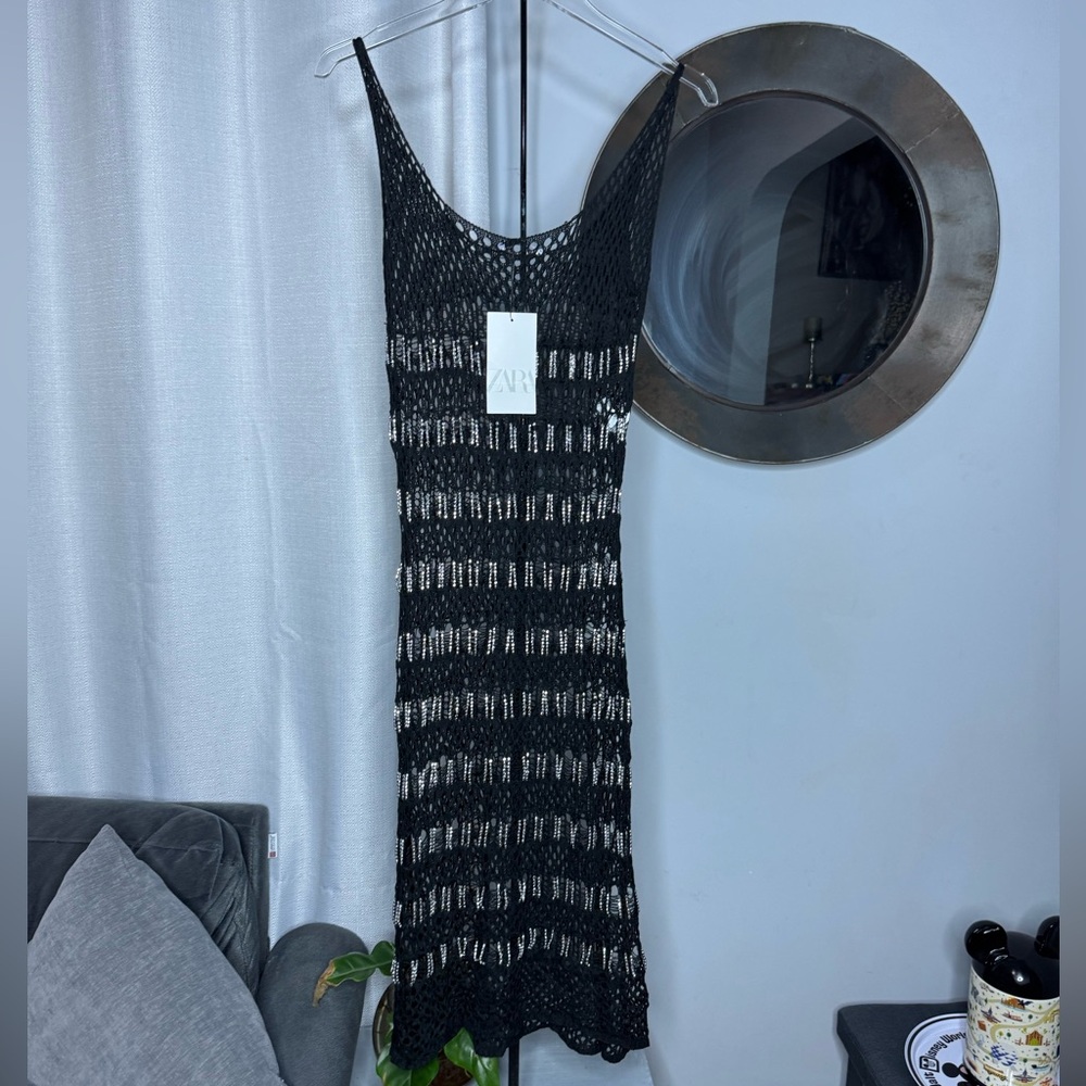 NWT Zara Woman BEADED MESH DRESS Size S Small - Picture 10 of 12